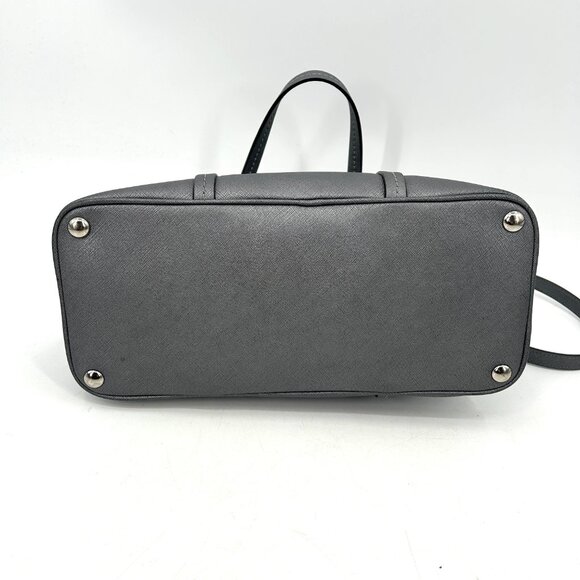 COACH Gray Metallic Peyton Saffiano Leather Domed Satchel Shoulder Handbag Purse - Picture 10 of 13